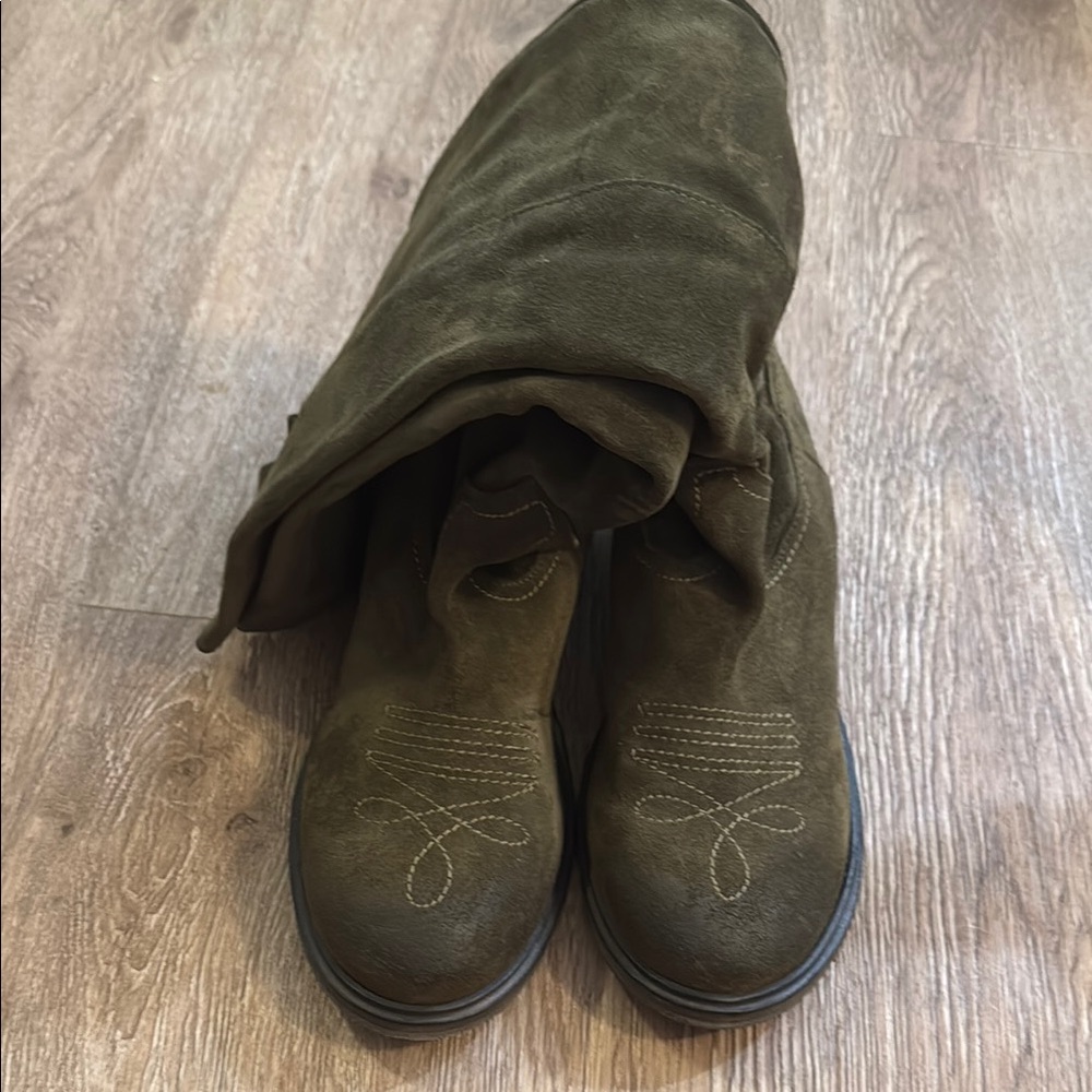 Free People Olive Green Suede Boots